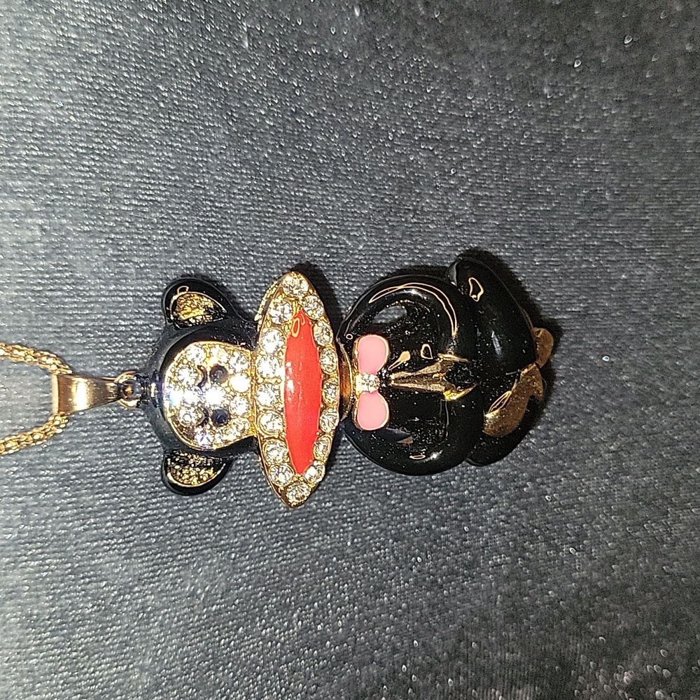 Rhinestone Movable Monkey Necklace - image 1